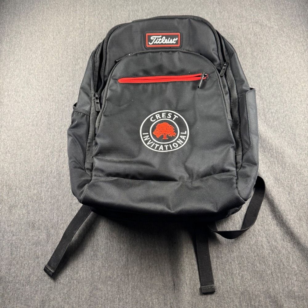 Titleist Crest Invitational Golf Backpack Black Red Ballistic Nylon Laptop Bag